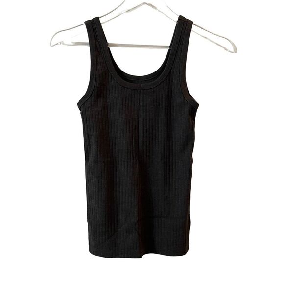 Aerie Ribbed Knit Dark Gray BlackTank Top XS NWT - Picture 1 of 9